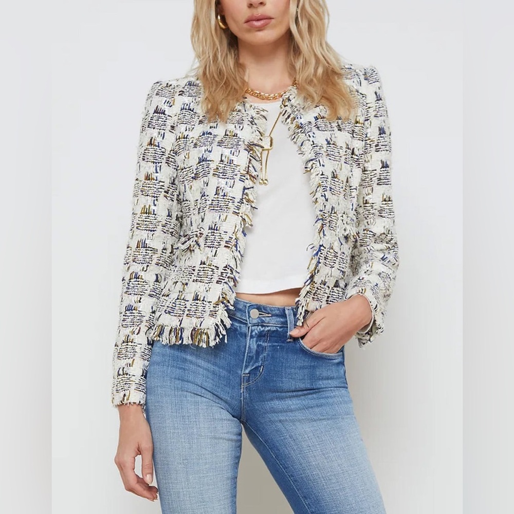 NWT $795 L‘Agence Angelina Plaid Tweed Jacket - Picture 4 of 10